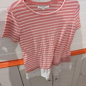 Loft pink and white shirt